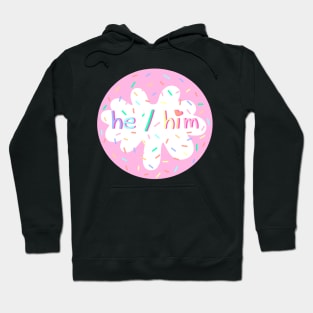 Birthday Cake He/Him Pronoun Pin Hoodie